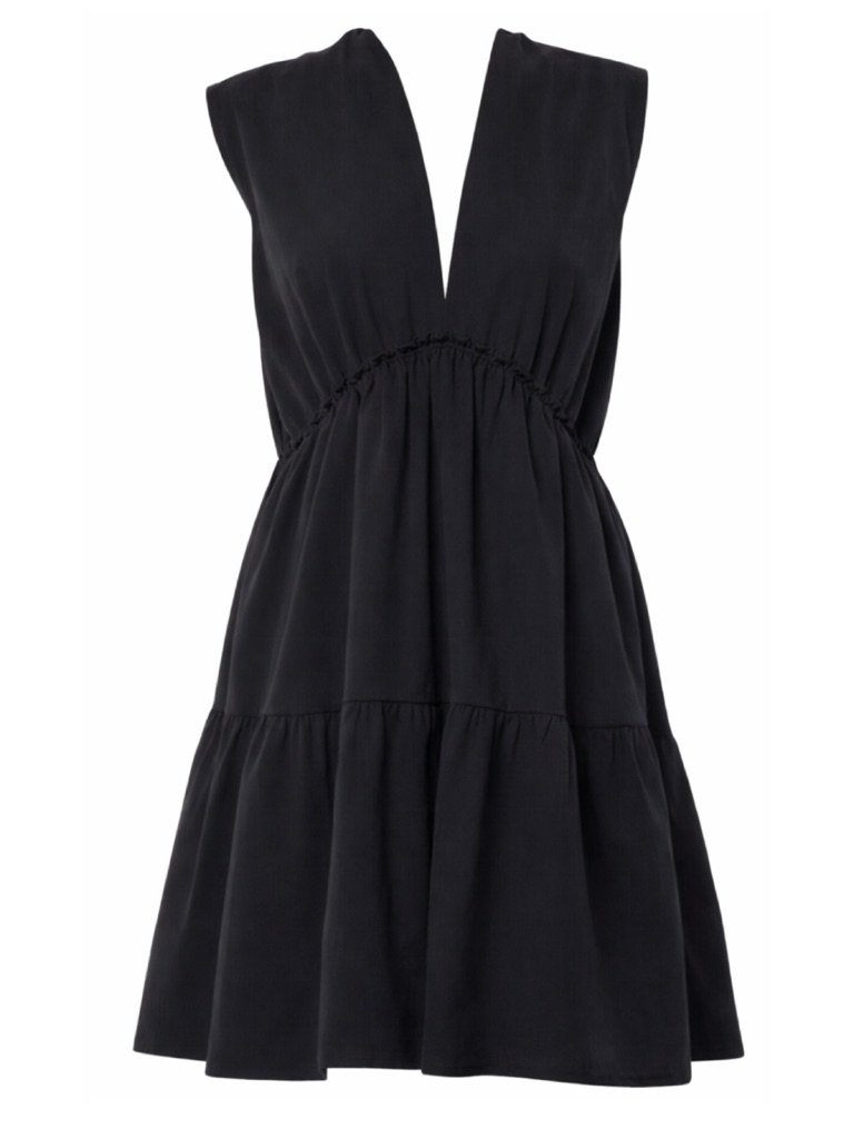 Nackiye Linen Cotton Dress Size Smocked Waist Sleeveless V Neck Ruffle Hem Us 4 — image 2 of 6